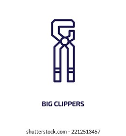 Big Clippers Icon From Construction Collection. Thin Linear Big Clippers, Hair, Clippers Outline Icon Isolated On White Background. Line Vector Big Clippers Sign, Symbol For Web And Mobile