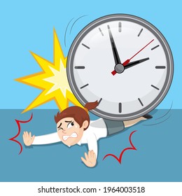 A big clock on the body of a businesswoman, Time managementconcept, illustration vector cartoon