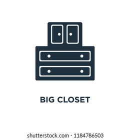 Big Closet icon. Black filled vector illustration. Big Closet symbol on white background. Can be used in web and mobile.