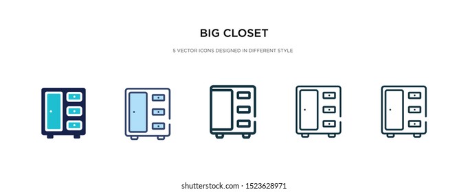 big closet icon in different style vector illustration. two colored and black big closet vector icons designed in filled, outline, line and stroke style can be used for web, mobile, ui