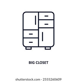 big closet outline icon.  Thin line icon from construction collection. Editable vector isolated on white background