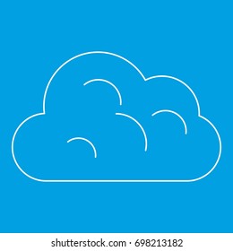 Big cloud icon blue outline style isolated vector illustration. Thin line sign