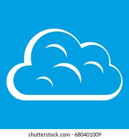 Big cloud icon white isolated on blue background vector illustration