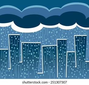 Big clouds over the city causing a heavy rain