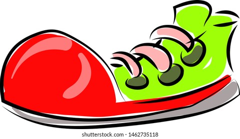 Big Clown Shoe, Illustration, Vector On White Background.