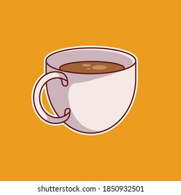 Big Coffee Cup Mug Blue Background Stock Vector. Coffee theme icon concept premium flat design isolated.