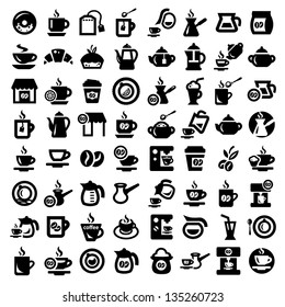 Big Coffee And Tea Icons Set Created For Mobile, Web And Applications.