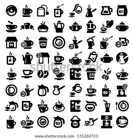 Big Coffee And Tea Icons Set Created For Mobile, Web And Applications.