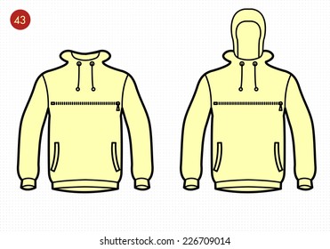 Big collar jacket with chest zipper, side pockets and hoodie