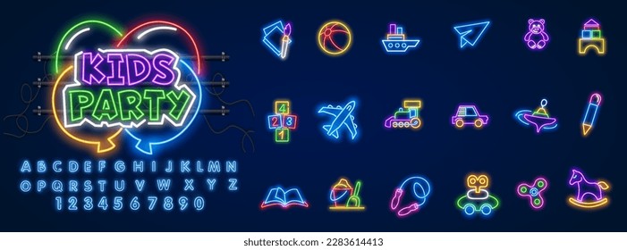 Big collectin neon signs for Back to School. Neon Banner Vector. Back to school design template, modern trend design, night light signboard, night bright advertising. Vector illustration