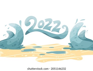 Big collection of 2022 happy new year logo, brush strokes, text design. 2022 number design template. Set of 2022 happy new year symbols. Vector illustration.