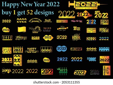 Big Collection of 2022 Happy New Year logo text design, 2022 number design template