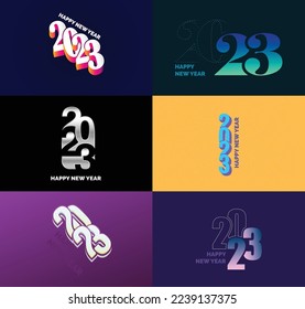 Big Collection of 2023 Happy New Year symbols Cover of business diary for 2023 with wishes
