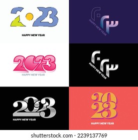 Big Collection of 2023 Happy New Year symbols Cover of business diary for 2023 with wishes