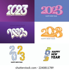 Big Collection of 2023 Happy New Year symbols Cover of business diary for 2023 with wishes