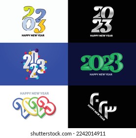 Big Collection of 2023 Happy New Year symbols Cover of business diary for 2023 with wishes