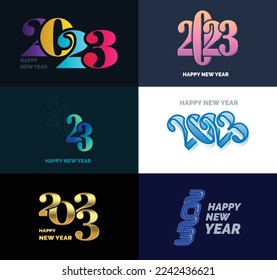 Big Collection of 2023 Happy New Year symbols Cover of business diary for 2023 with wishes
