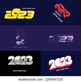Big Collection of 2023 Happy New Year symbols Cover of business diary for 2023 with wishes