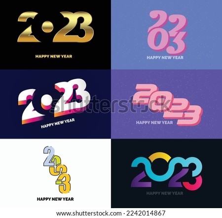 Big Collection of 2023 Happy New Year symbols Cover of business diary for 2023 with wishes