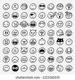 Big Collection of 64 hand drawn vector funny emoticons