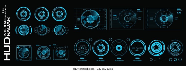 Big collection of air targets and radar and navigation devices. Devices for geolocation swarms and destroying objects on the map. Digital targets or HUD sights