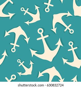 Big collection of anchors, seamless pattern with hand drawn icons. Marine background vector. Colorful backdrop with objects set. Decorative wallpaper, good for printing