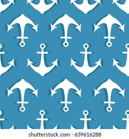Big collection of anchors, seamless pattern with hand drawn icons. Marine background vector. Colorful backdrop with objects set. Decorative wallpaper, good for printing