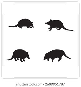 
A big collection of Armadillo silhouette set Armadillo silhouette logo isolated on white background.