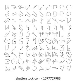 big collection of arrow and line bow icons 