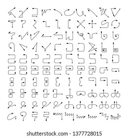 big collection of arrow and line bow icons 