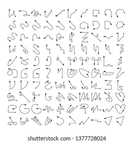 big collection of arrow and line bow icons 