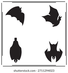 A big collection of  Bat silhouette set, Bat silhouette logo isolated on white background.			