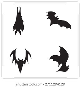 A big collection of  Bat silhouette set, Bat silhouette logo isolated on white background.			