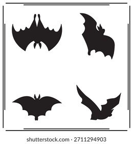 A big collection of  Bat silhouette set, Bat silhouette logo isolated on white background.	