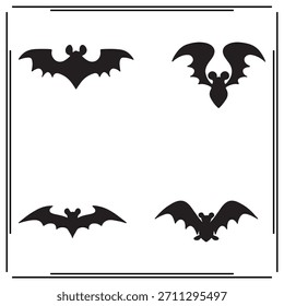 A big collection of  Bat silhouette set, Bat silhouette logo isolated on white background.	