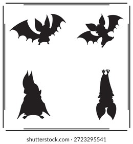 A big collection of Bat silhouette set, Bat silhouette logo isolated on white background.