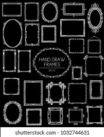 Big Collection of beautiful hand draw frames. Vintage style.