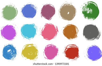 Big collection of black paint brush strokes isolated on white background. Hand drawn artistic round textured designs. Dirty artistic design elements vector illustration.