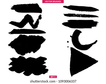 Big collection of black paint, ink brush strokes, brushes, lines, grungy. Dirty artistic design elements, boxes, frames. Vector illustration.