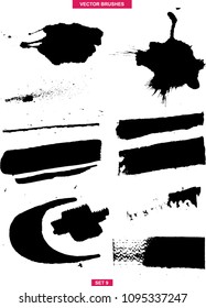 Big collection of black paint, ink brush strokes, brushes, lines, grungy. Dirty artistic design elements, boxes, frames. Vector illustration.