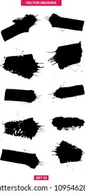 Big collection of black paint, ink brush strokes, brushes, lines, grungy. Dirty artistic design elements, boxes, frames. Vector illustration.