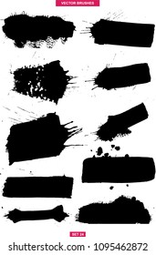 Big collection of black paint, ink brush strokes, brushes, lines, grungy. Dirty artistic design elements, boxes, frames. Vector illustration.