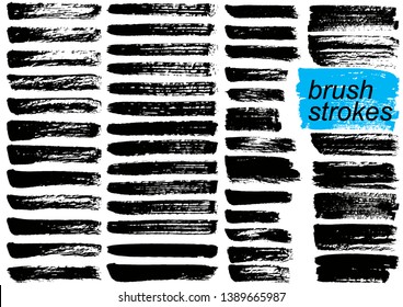 Big Collection of black paint, ink brush strokes, brushes, lines. Dirty artistic design elements. Vector illustration. Isolated on white background.
