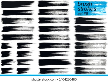 Big Collection of black paint, ink brush strokes, brushes, lines. Dirty artistic design elements. Vector illustration. Isolated on white background.
