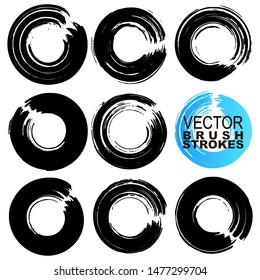 Big Collection of black paint, ink brush strokes, brushes, lines. Dirty artistic design elements. Vector illustration. Isolated on white background.