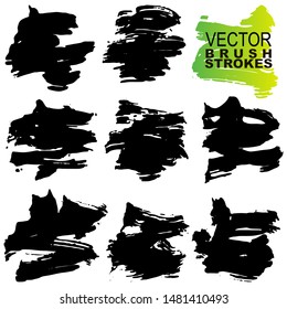Big Collection of black paint, ink brush strokes, brushes, lines. Dirty artistic design elements. Vector illustration. Isolated on white background.