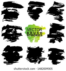 Big Collection of black paint, ink brush strokes, brushes, lines. Dirty artistic design elements. Vector illustration. Isolated on white background.