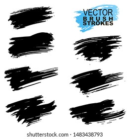 Big Collection of black paint, ink brush strokes, brushes, lines. Dirty artistic design elements. Vector illustration. Isolated on white background.