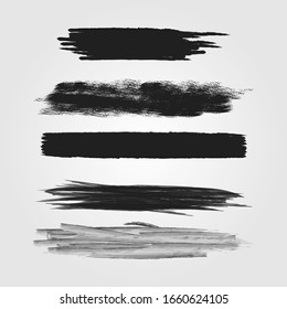 Big collection of black paint, ink brush strokes, brushes, lines, grungy.