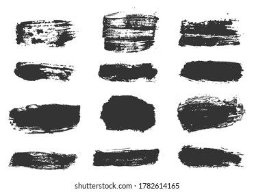 Big collection of black paint, ink brush strokes, brushes, lines, grungy. Dirty distress texture banners for social networks story and posts. Dirty art design elements. Vector illustration, eps 10.